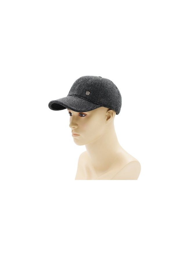 Czapka z Nausznikami, Popielata w Drobny Wzór z Daszkiem, Jesienno-Zimowy -Pako Jeans. Kolor: szary. Materiał: poliester, bawełna. Sezon: zima, jesień