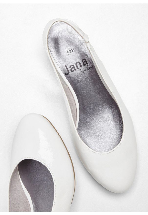 bonprix - Czółenka Jana z paskiem na pięcie, wygodna tęgość. Zapięcie: pasek. Kolor: biały