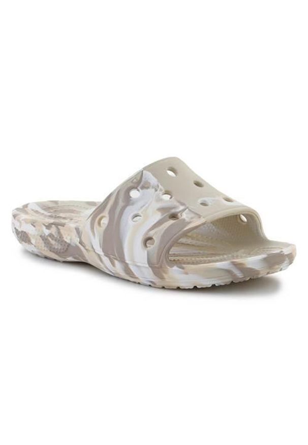 Klapki unisex Crocs Classic Marbled Slide. Zapięcie: bez zapięcia. Kolor: beżowy. Materiał: syntetyk, materiał. Sport: turystyka piesza