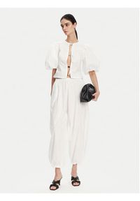 Pinko - PINKO Spodnie materiałowe 105210 A2LD Biały Relaxed Fit. Kolor: biały. Materiał: bawełna