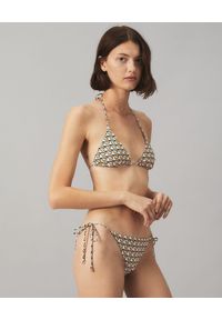 Tory Burch - TORY BURCH - Wiązany dół od bikini w geometryczne wzory. Kolor: brązowy. Materiał: materiał. Wzór: geometria