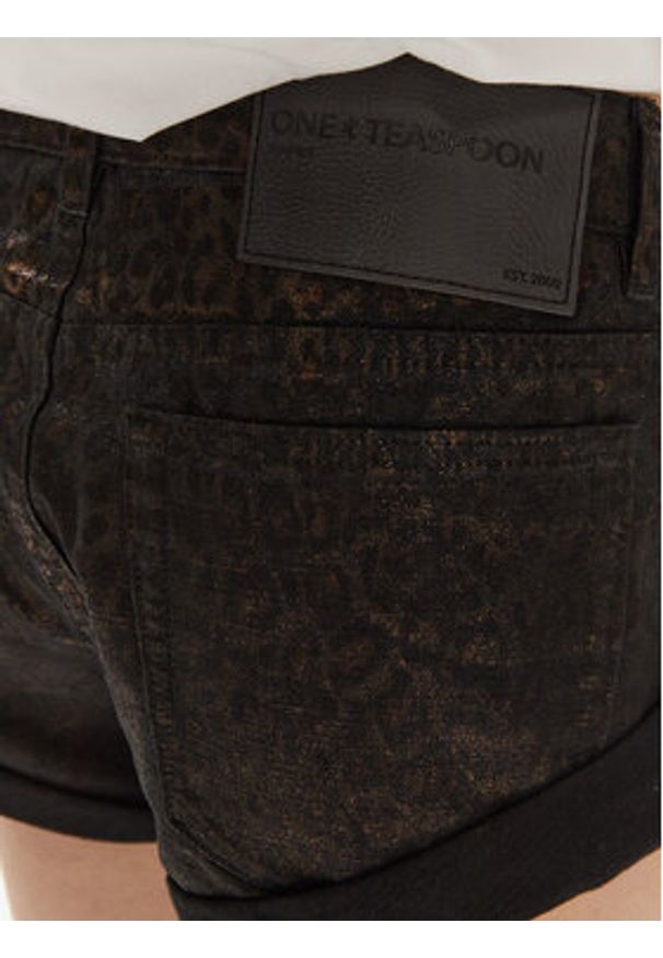 One Teaspoon Szorty jeansowe 26534 Brązowy Slim Fit. Kolor: brązowy. Materiał: bawełna