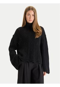 TwinSet - TWINSET Golf 252TT3424 Czarny Relaxed Fit. Typ kołnierza: golf. Kolor: czarny. Materiał: wełna, wiskoza #1