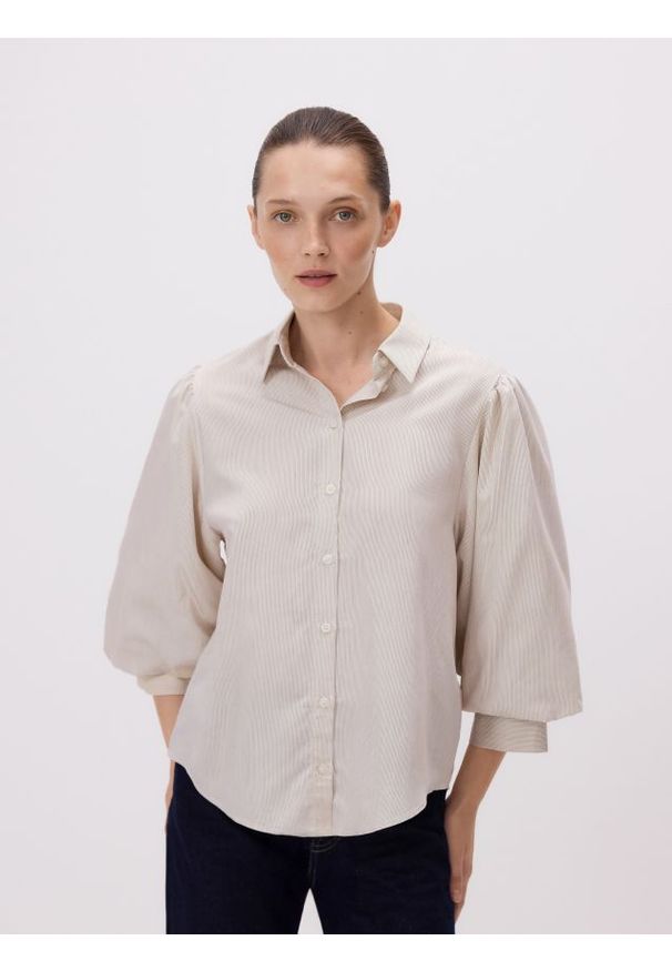 Reserved - Koszula z bufiastymi rękawami - wielobarwny. Materiał: bawełna, tkanina