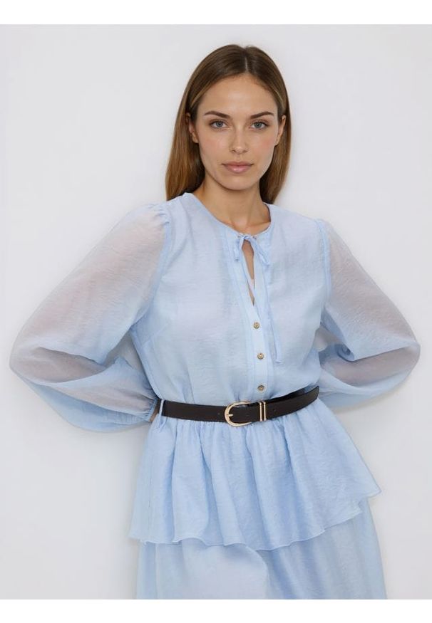 Reserved - Sukienka z lyocellem - jasnoniebieski. Kolor: niebieski. Materiał: tkanina