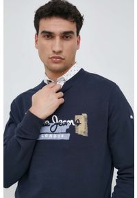 Pepe Jeans bluza bawełniana Alexander męska kolor granatowy z nadrukiem. Kolor: niebieski. Materiał: bawełna. Wzór: nadruk #1