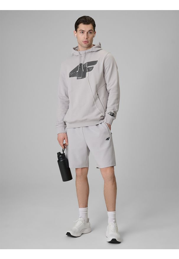 4f - 4F Bluza dresowa regular z kapturem męska - szara 3XL. Okazja: na co dzień, na spacer. Typ kołnierza: kaptur. Kolor: szary. Materiał: dresówka. Styl: casual, sportowy