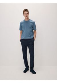 Reserved - Bawełniany t-shirt regular fit - granatowy. Kolor: niebieski. Materiał: bawełna