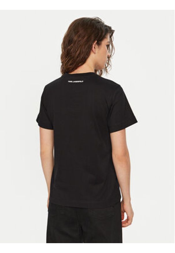 Karl Lagerfeld - KARL LAGERFELD T-Shirt A1W17129 Czarny Regular Fit. Typ kołnierza: dekolt w karo. Kolor: czarny. Materiał: bawełna
