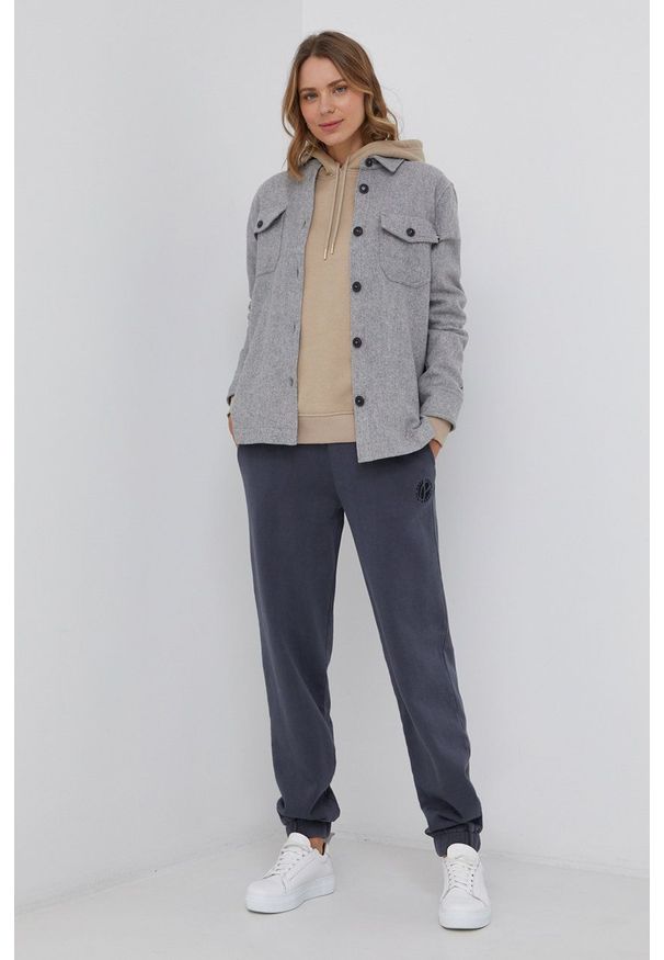 Pepe Jeans Spodnie bawełniane Audrey damskie kolor szary gładkie. Stan: podwyższony. Kolor: szary. Materiał: bawełna. Wzór: gładki