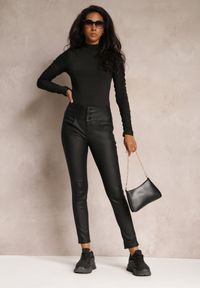 Renee - Czarne Spodnie High Waist Skinny z Ekoskóry Opmin. Stan: podwyższony. Kolor: czarny #4