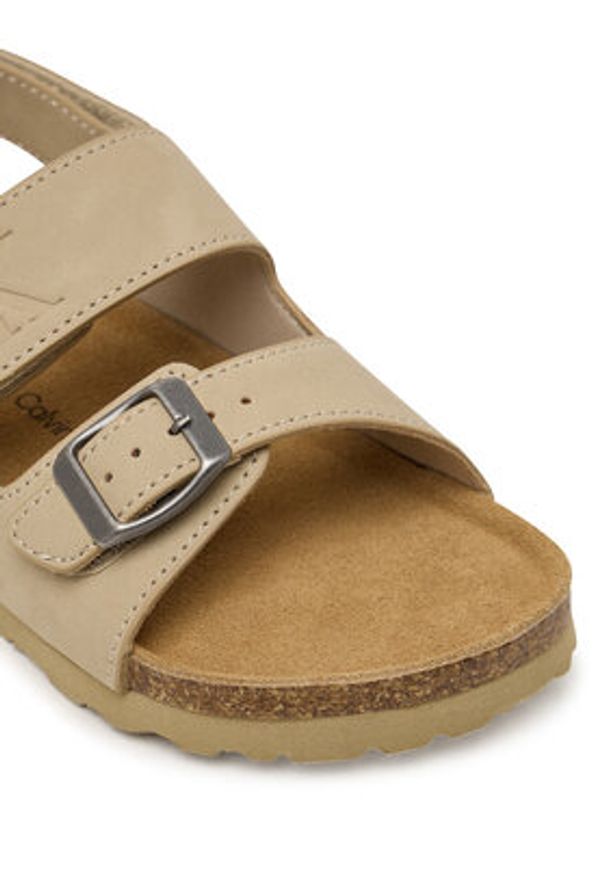 Calvin Klein Sandały Velcro V3X2-83328-0315 D Beżowy. Kolor: beżowy. Materiał: skóra