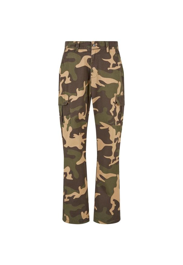 Urban Classics - Spodnie Cargo Męskie Camo Prosta Nogawka. Kolor: zielony, wielokolorowy, brązowy