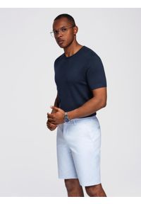 Ombre Clothing - Męska klasyczna dzianinowa koszulka ze ściągaczami– granatowa V1 OM-TSCT-0252 - XXL. Kolor: czarny. Materiał: dzianina. Wzór: gładki, ze splotem. Styl: klasyczny #9