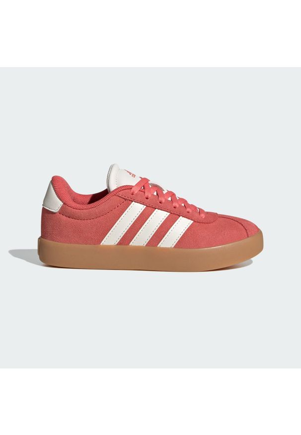 Adidas - Buty VL Court 3.0 Kids. Kolor: czerwony, biały, wielokolorowy. Materiał: zamsz, materiał. Sport: turystyka piesza