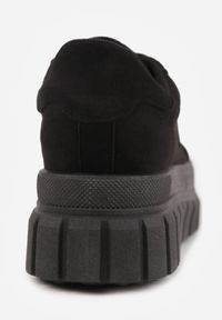 Born2be - Czarne Sneakersy Vices na Grubej Podeszwie z Geometryczną Aplikacją Leanae. Kolor: czarny. Materiał: jeans. Wzór: geometria, aplikacja #6