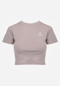 Born2be - Jasnoszary Krótki T-shirt w Stylu Basic z Minimalistycznym Nadrukiem Orithana. Okazja: na co dzień. Kolor: szary. Materiał: jeans. Długość: krótkie. Wzór: nadruk. Styl: sportowy, casual #8