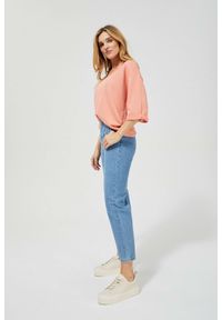 MOODO - Jeansy slouchy z wysokim stanem. Stan: podwyższony. Długość: długie. Wzór: gładki