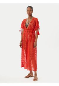 Iconique Sukienka plażowa Temptation IC26-119 Czerwony Regular Fit. Okazja: na plażę. Kolor: czerwony. Materiał: syntetyk #1