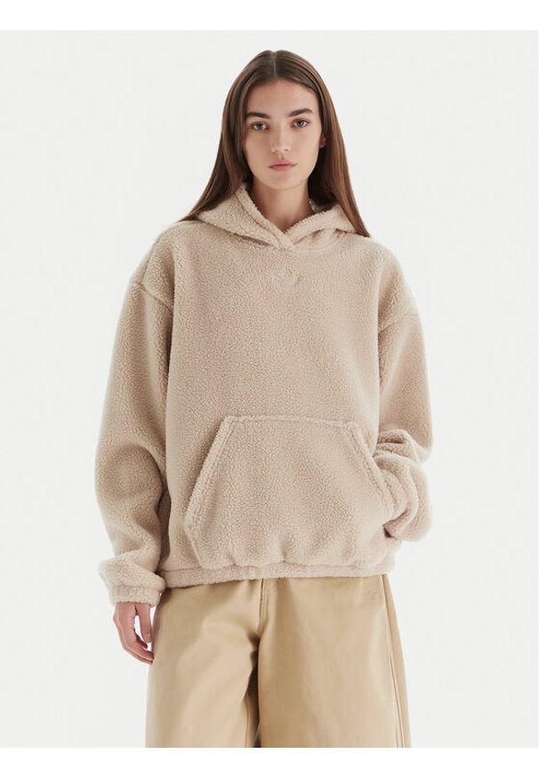 Adidas - adidas Bluza Essentials Teddy JW6061 Beżowy Oversize. Kolor: beżowy. Materiał: syntetyk