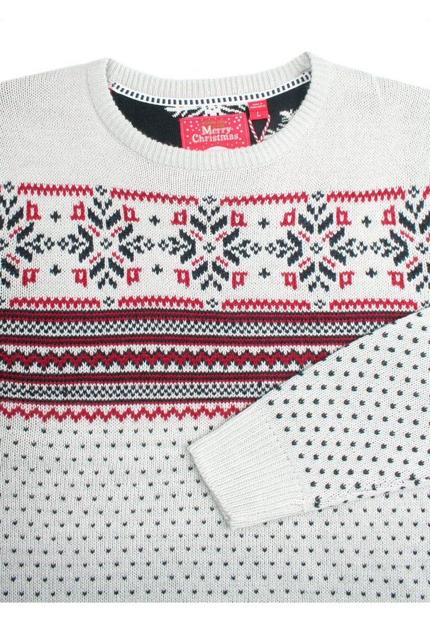 Jasny, Świąteczy Sweter z Norweskim Wzorem - Brave Soul. Kolor: czerwony. Materiał: akryl. Styl: wizytowy