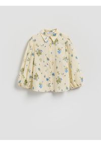 Reserved - Bawełniana koszula w kwiaty - jasnoniebieski. Kolor: niebieski. Materiał: bawełna. Wzór: kwiaty #1