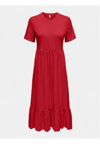 only - ONLY Sukienka codzienna May 15252525 Czerwony Regular Fit. Okazja: na co dzień. Kolor: czerwony. Materiał: bawełna. Typ sukienki: proste. Styl: casual