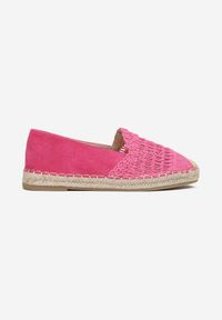 Born2be - Fuksjowe Espadryle na Plecionej Podeszwie Necene. Nosek buta: okrągły. Zapięcie: bez zapięcia. Kolor: różowy. Materiał: materiał. Wzór: aplikacja. Obcas: na płaskiej podeszwie #3