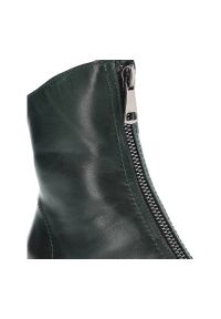 Zielone Botki Simen Damskie Skórzane Modne Obuwie. Okazja: na spacer. Kolor: zielony. Materiał: skóra. Szerokość cholewki: normalna. Sezon: zima. Obcas: na obcasie. Styl: elegancki. Wysokość obcasa: niski #7