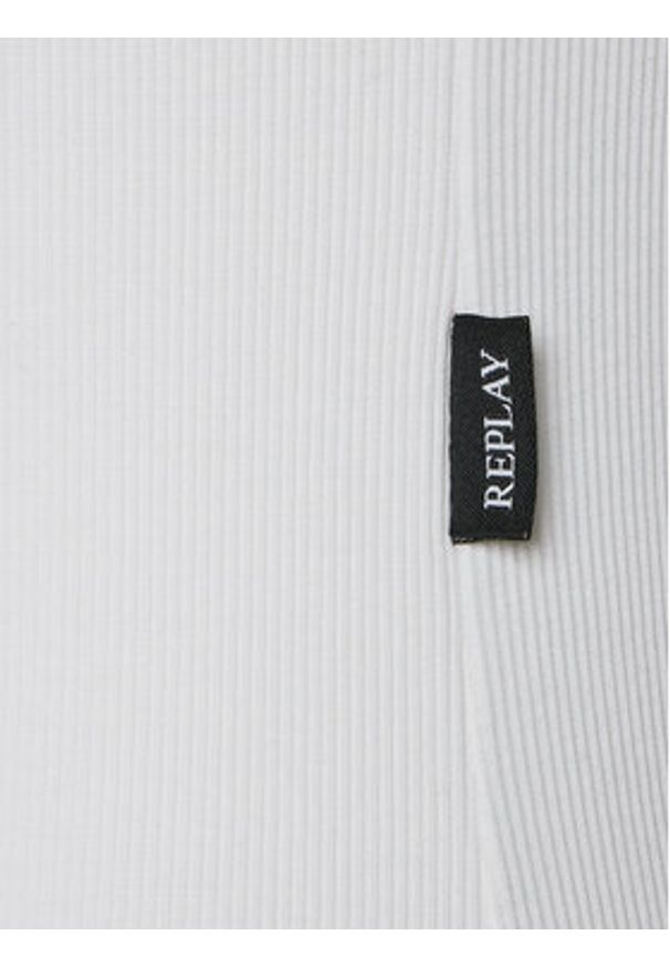 Replay Sukienka dzianinowa W9074.000.23587 Biały Slim Fit. Kolor: biały. Materiał: bawełna