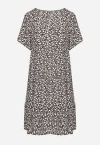 Born2be - Czarna Sukienka z Bawełną w Kwiatowy Wzór Lunasenia. Okazja: na co dzień. Kolor: czarny. Materiał: bawełna. Wzór: kwiaty. Styl: elegancki, casual #5