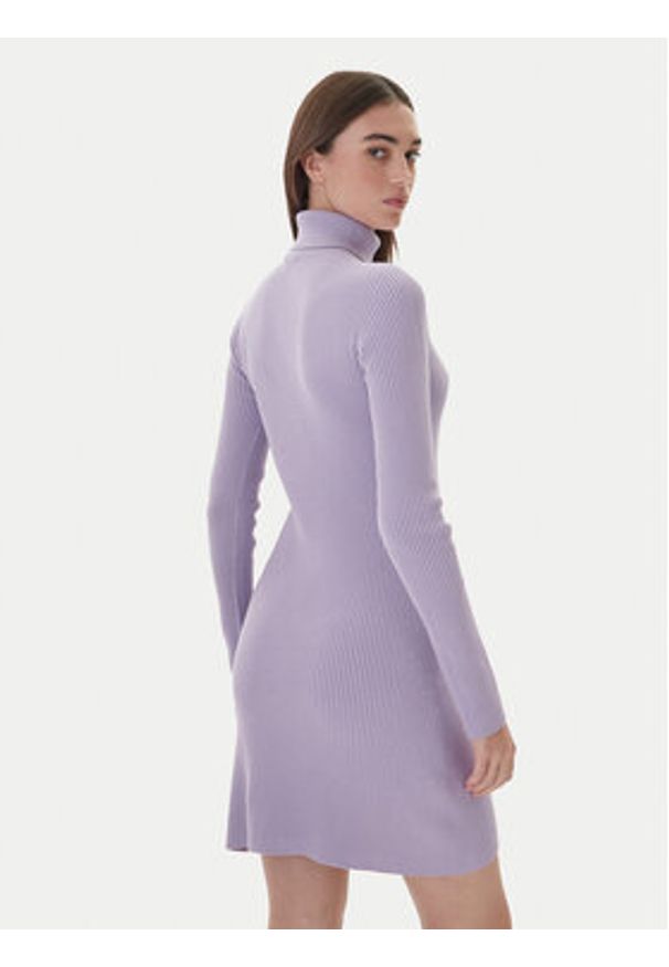 Kontatto Sukienka dzianinowa 3M0827C Fioletowy Slim Fit. Kolor: fioletowy. Materiał: wiskoza