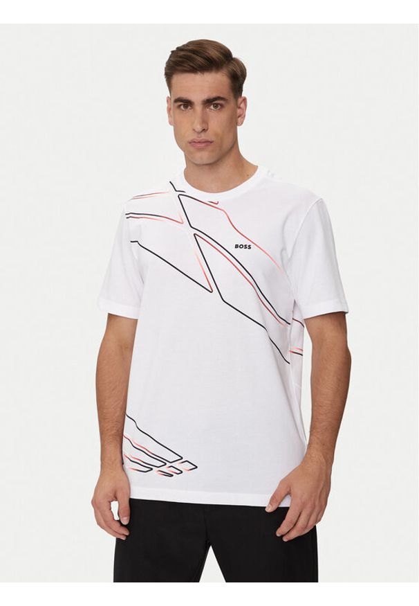 BOSS - Boss T-Shirt Tee 10 50513011 Biały Regular Fit. Kolor: biały. Materiał: syntetyk, bawełna