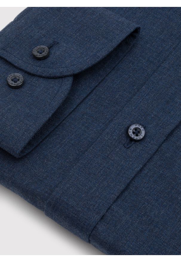 Pako Lorente - PAKO LORENTE – Granatowa koszula melanż. Kolor: niebieski. Materiał: bawełna. Długość rękawa: długi rękaw. Długość: długie. Wzór: melanż