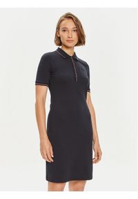TOMMY HILFIGER - Tommy Hilfiger Sukienka codzienna Slim RWb Tipping Polo 1/2SLV DRS WW0WW42114 Granatowy Slim Fit. Okazja: na co dzień. Typ kołnierza: polo. Kolor: niebieski. Materiał: bawełna. Typ sukienki: proste. Styl: casual