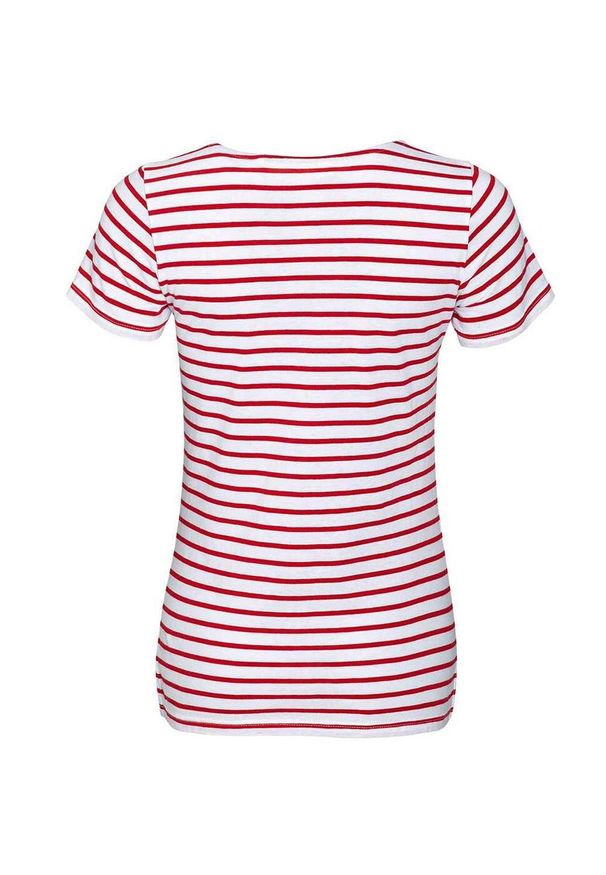 SOL'S - Damska Koszulka Z Okrągłym Dekoltem W Paski Miles. Kolor: czerwony, wielokolorowy, biały. Wzór: paski. Sport: turystyka piesza