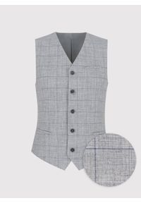 Pako Lorente - PAKO LORENTE – Szara kamizelka męska w granatową kratkę. Kolor: szary, niebieski, wielokolorowy. Materiał: poliester, wiskoza, elastan. Wzór: kratka #3