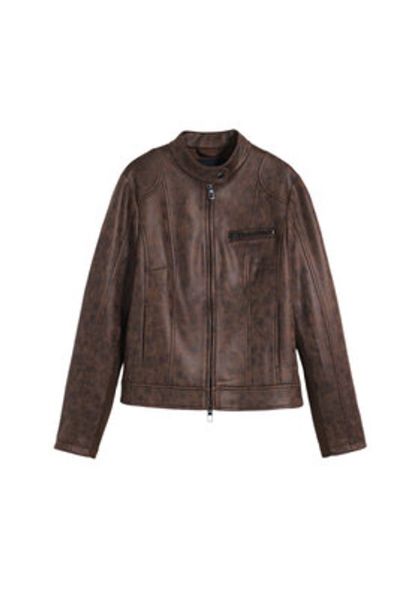 Desigual Kurtka skórzana 25SWEW46 Brązowy Regular Fit. Kolor: brązowy. Materiał: syntetyk