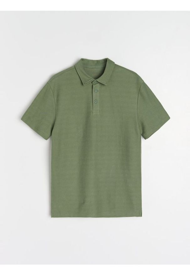 Sinsay - Bawełniana koszulka polo basic - zielony. Typ kołnierza: polo. Kolor: zielony. Materiał: bawełna