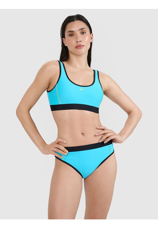 4f - 4F Góra od bikini damska - niebieska XL. Kolor: niebieski. Materiał: materiał, syntetyk, elastan