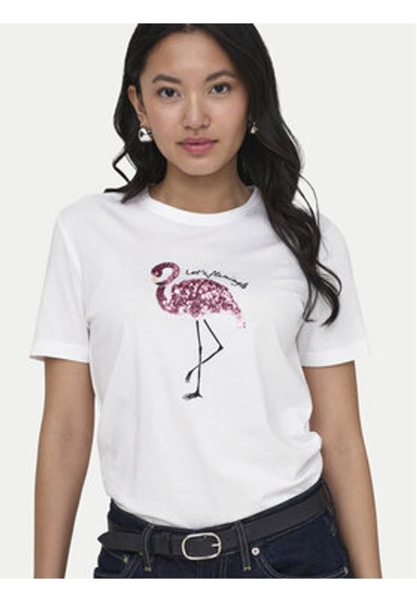 only - ONLY T-Shirt Kita 15367568 Biały Regular Fit. Kolor: biały. Materiał: bawełna