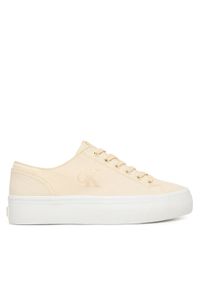 Calvin Klein Sneakersy Vulc Flatform Low Canvas Mg YW0YW01763 Écru. Materiał: materiał #1