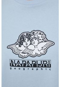 Napapijri t-shirt bawełniany Napapijri X Fiorucci. Kolor: niebieski. Materiał: bawełna. Wzór: nadruk #3