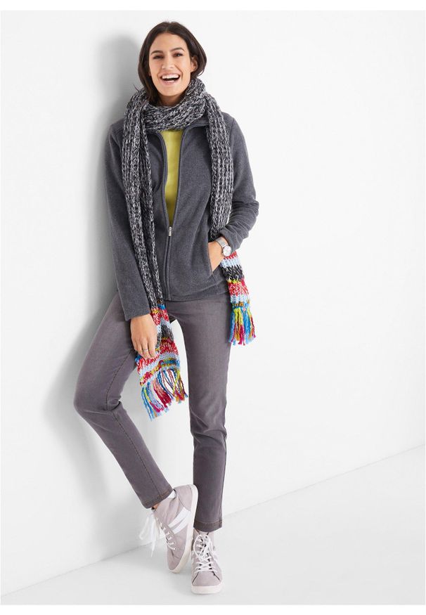 bonprix - Bluza rozpinana z polaru. Typ kołnierza: kołnierzyk stójkowy. Kolor: szary. Materiał: polar