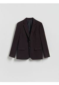 Reserved - Marynarka slim fit z domieszką wiskozy - mahoniowy. Kolor: brązowy. Materiał: wiskoza. Wzór: gładki