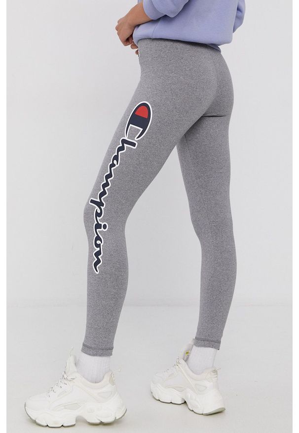 Champion Legginsy 114560 damskie kolor szary melanżowe. Kolor: szary. Materiał: bawełna, dzianina. Wzór: melanż