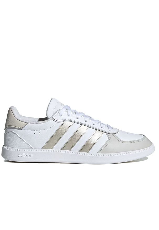Adidas - Buty adidas Breaknet Sleek IH5458 - białe. Zapięcie: pasek. Kolor: biały. Materiał: guma, skóra, syntetyk. Szerokość cholewki: normalna. Wzór: aplikacja