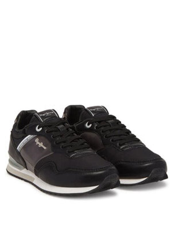 Pepe Jeans Sneakersy London Shine W PLS40046 Czarny. Kolor: czarny. Materiał: skóra