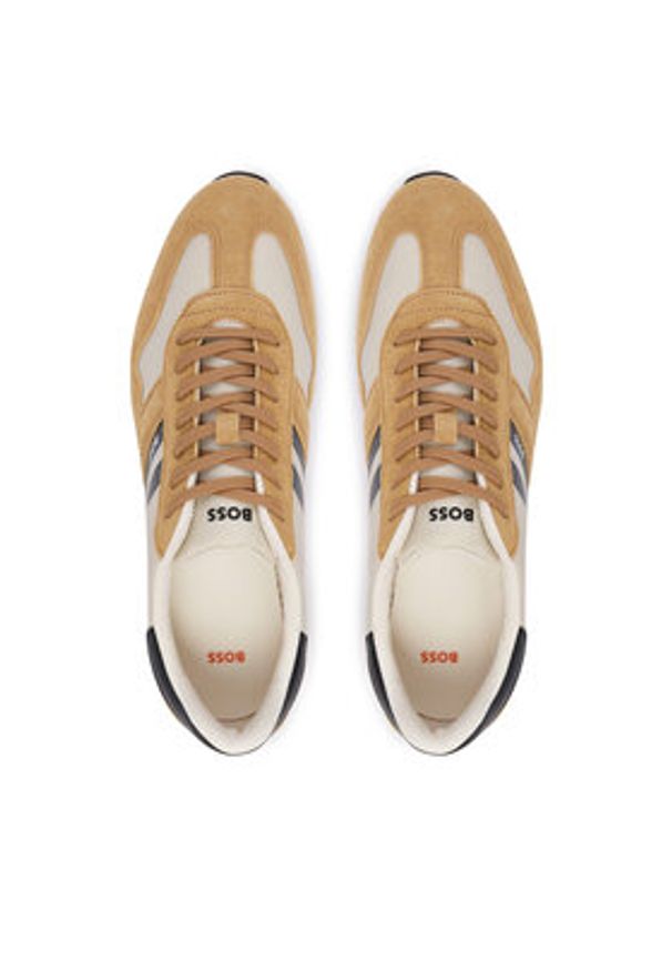 BOSS Sneakersy Levon 50562619 Beżowy. Kolor: beżowy. Materiał: skóra