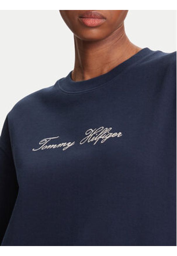 TOMMY HILFIGER - Tommy Hilfiger Bluza Script WW0WW47159 Granatowy Regular Fit. Kolor: niebieski. Materiał: bawełna